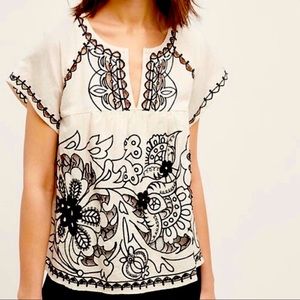 Anthropologie Vanessa Virginia Embroidered Linen Top, NWT